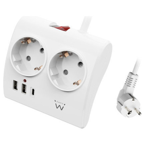 EWENT EW3870 Regleta 2 Shucko 2 Usb-A 1 Usb-C Bl.-SX6 EWENT EW3870 Regleta 2 Shucko 2 Usb-A 1 Usb-C Bl.