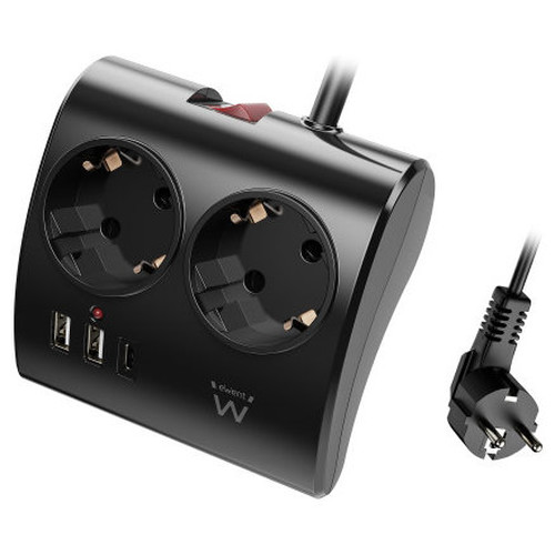 EWENT EW3871 Regleta 2 Shucko 2 Usb-A 1 Usb-C Neg-SX5 EWENT EW3871 Regleta 2 Shucko 2 Usb-A 1 Usb-C Neg