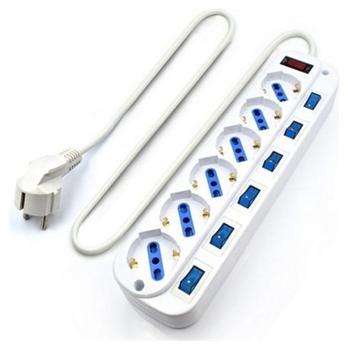REGLETA EWENT 6 TOMAS SHUKO 16A CON INTERRUPTOR ON/OFF 5M BLANCA-SX6 REGLETA EWENT 6 TOMAS SHUKO 16A CON INTERRUPTOR ON/OFF 5M BLANCA