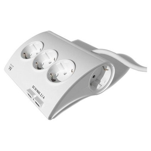 Ewent EW3935 base m&uacute;ltiple 1,5 m 5 salidas AC Interior Blanco (Espera 4 dias)