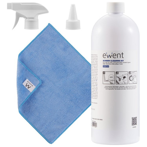 EWENT KIT DE LIMPIEZA DE PANTALLAS 1000ML CON PAÑO MICROFIBRA 30X30CM-SX3 EWENT KIT DE LIMPIEZA DE PANTALLAS 1000ML CON PAÑO MICROFIBRA 30X30CM