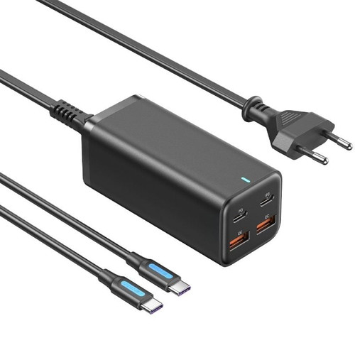 CARGADOR PARED 100W 2xUSB-C + CABLE USB-C/ 2xUSB-A NEGRO VENTION (Espera 4 dias)