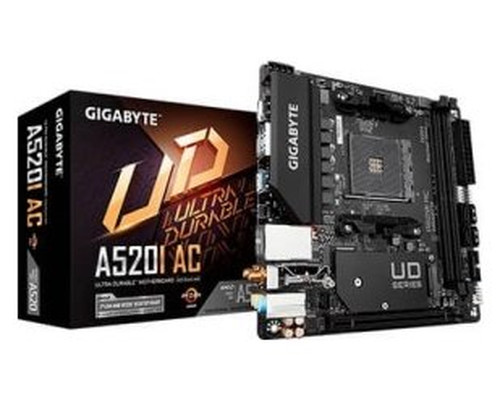 PLACA GIGABYTE A520I AC,AMD,AM4,A520,2DDR4,64GB,DP+2HDMI,GBLAN+WIFIAC+BT4.2,4SATA6+1M.2,2USB3.2,MINI-ITX (Espera 4 dias)-SX21 PLACA GIGABYTE A520I AC,AMD,AM4,A520,2DDR4,64GB,DP+2HDMI,GBLAN+WIFIAC+BT4.2,4SATA6+1M.2,2USB3.2,MINI-ITX (Espera 4 dias)