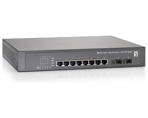 SWITCH LEVEL ONE GEP-1020 10P 10/100/1000 8 p POE PLUS