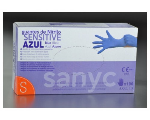 PAQUETE DE 100 GUANTES NITRILO SENSITIVE S/P  T-P P-100 EXAMEN SANICEN GU103 (Espera 4 dias)