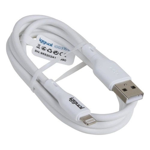 iggual cable USB-A/Lightning 100 cm blanco