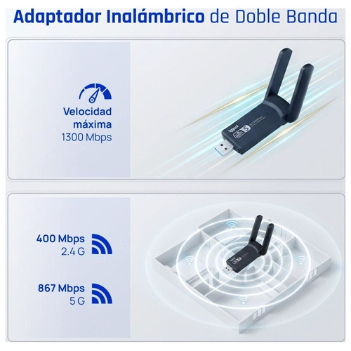 iggual Adaptador USB Wifi 1300 Mbps dual 2.4G/5G-SX3 iggual Adaptador USB Wifi 1300 Mbps dual 2.4G/5G