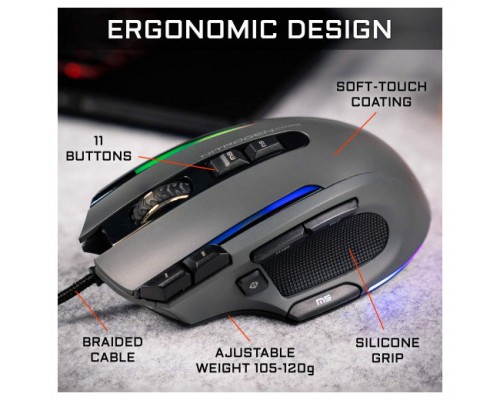 G-LAB ILLUMINATED RGB GAMING MOUSE - 12000 DPI - SOFTWARE - GREY (KULT-NITROGEN-CORE) (Espera 4 dias)