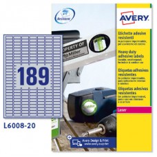 Avery Etiquetas plateadas de poli&eacute;ster 25.4 x 10 mm (Espera 4 dias)