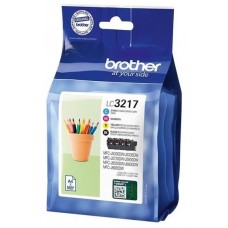 BROTHER Pack de 4 cartuchos de tinta negro, cian, magenta y amarillo LC3217VAL para MFCJ5330, MFCJ65