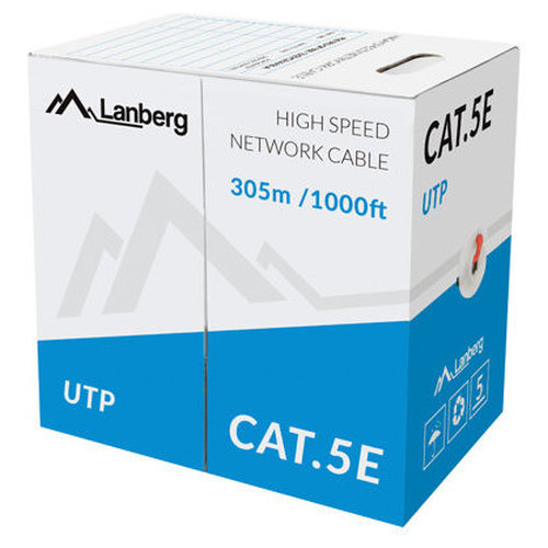 BOBINA CABLE RED LANBERG UTP RJ45 100 MB/S SOLIDO CCA AWG24 305M ROJO