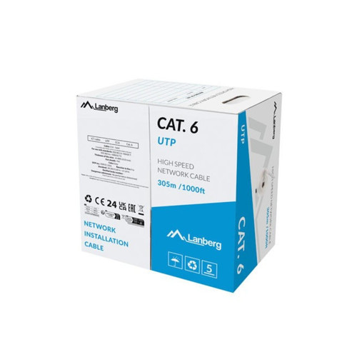 BOBINA CABLE DE RED LANBERG UTP RJ45 CAT.6 SOLIDO CCA 305M GRIS FLUKE PASSED CF-SX16 BOBINA CABLE DE RED LANBERG UTP RJ45 CAT.6 SOLIDO CCA 305M GRIS FLUKE PASSED CF