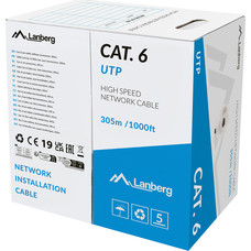 BOBINA CABLE DE RED LANBERG UTP CAT.6 SOLIDO CU LSZH CPR 305M GRIS FLUKE PASSED-SX46 BOBINA CABLE DE RED LANBERG UTP CAT.6 SOLIDO CU LSZH CPR 305M GRIS FLUKE PASSED