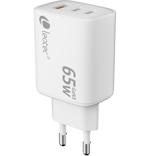 CARGADOR PARED/VIAJE ULTRA SLIM 2xUSB-C/PD + USB-A 65W BLANCO LEOTEC (Espera 4 dias)-SX9 CARGADOR PARED/VIAJE ULTRA SLIM 2xUSB-C/PD + USB-A 65W BLANCO LEOTEC (Espera 4 dias)