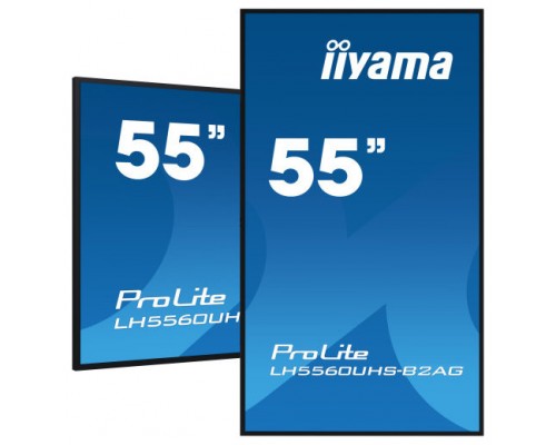 MONITOR IIYAMA 55" UHD, 500CD/M2, LANDSCAPE PORTRAIT, MM 2X 10W, 3X HDMI, USB 2.0 X2, WIFI, LAN, MEDIA PLAY USB, CONTROL LAN / RS232C, IISIGNAGE2 (CMS/DMS), E-SHARE,ANDROID 11 OS, 24/7,VESA MOUNT 300X400(SOPORTE PARED INCLUIDO) (LH5560UHS-B2AG) (Espe