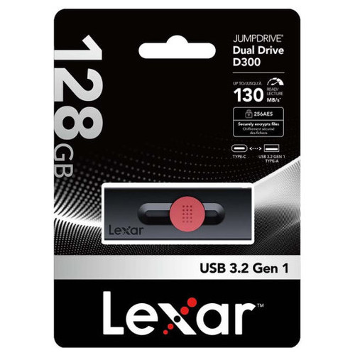 LEXAR 128GB DUAL TYPE-C AND TYPE-A USB 3.2 FLASH DRIVE, UP TO 130MB/S READ (Espera 4 dias)-SX4 LEXAR 128GB DUAL TYPE-C AND TYPE-A USB 3.2 FLASH DRIVE, UP TO 130MB/S READ (Espera 4 dias)