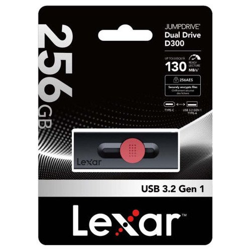 LEXAR 256GB DUAL TYPE-C AND TYPE-A USB 3.2 FLASH DRIVE, UP TO 130MB/S READ (Espera 4 dias)-SX9 LEXAR 256GB DUAL TYPE-C AND TYPE-A USB 3.2 FLASH DRIVE, UP TO 130MB/S READ (Espera 4 dias)