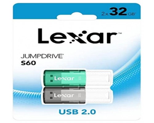 LEXAR 2X32GB PACK JUMPDRIVE S60 USB 2.0 FLASH DRIVE (Espera 4 dias)