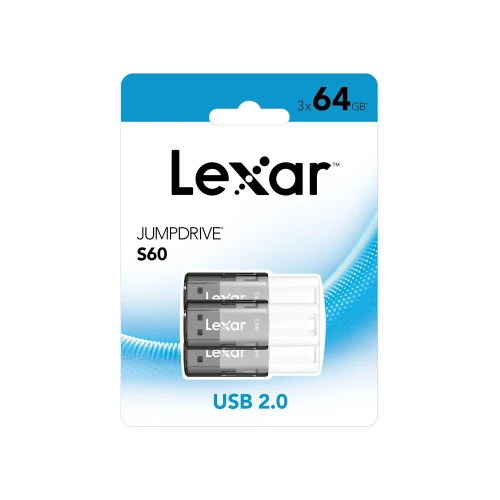 LEXAR JUMPDRIVE S60 USB 2.0 FLASH DRIVE 3 PACK 64GB (Espera 4 dias)-SX3 LEXAR JUMPDRIVE S60 USB 2.0 FLASH DRIVE 3 PACK 64GB (Espera 4 dias)