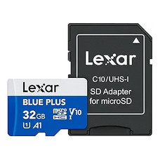 LEXAR 32GB BLUE PLUS MICROSDHC UHS-I WITH SD ADAPTER, UP TO 100MB/s READ  C10 A1 V10 U1 (Espera 4 dias)