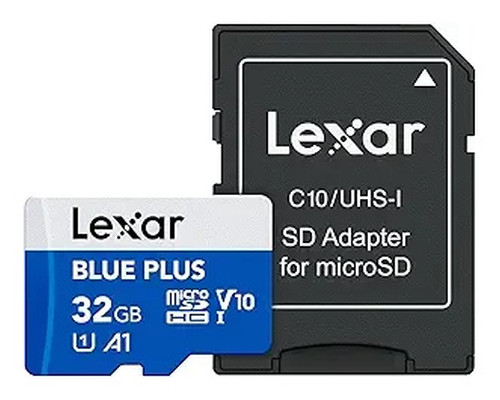 LEXAR 32GB BLUE PLUS MICROSDHC UHS-I WITH SD ADAPTER, UP TO 100MB/s READ  C10 A1 V10 U1 (Espera 4 dias)