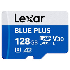 LEXAR 128GB BLUE PLUS MICROSDHC UHS-I WITH SD ADAPTER, UP TO 170MB/s READ C10 A2 V30 U3 (Espera 4 dias)-SX9 LEXAR 128GB BLUE PLUS MICROSDHC UHS-I WITH SD ADAPTER, UP TO 170MB/s READ C10 A2 V30 U3 (Espera 4 dias)