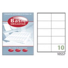 CAJA 100 HOJAS ETIQUETAS BLANCAS CON MÁRGENES-LÁSER/INYECCIÓN DE TINTA/FOTOCOPIADORAS-105X57 MM MEGASTAR LP4MS-10557 (Espera 4 dias)-SX1 CAJA 100 HOJAS ETIQUETAS BLANCAS CON MÁRGENES-LÁSER/INYECCIÓN DE TINTA/FOTOCOPIADORAS-105X57 MM MEGASTAR LP4MS-10557 (Espera 4 dias)