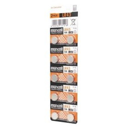 PILAS LR43 MAXELL LR0043-B10 1.5V BLISTER 10 UNIDADES