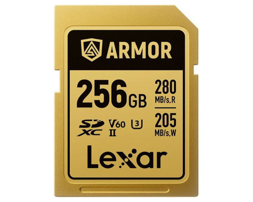 LEXAR 256GB PROFESSIONAL ARMOR GOLD SDXC UHS-II CARDS, UP TO 280MB/S READ 210MB/S WRITE C10 V60 U3,STAINLESS STEEL CASING, IP68 (Espera 4 dias)-SX36 LEXAR 256GB PROFESSIONAL ARMOR GOLD SDXC UHS-II CARDS, UP TO 280MB/S READ 210MB/S WRITE C10 V60 U3,STAINLESS STEEL CASING, IP68 (Espera 4 dias)