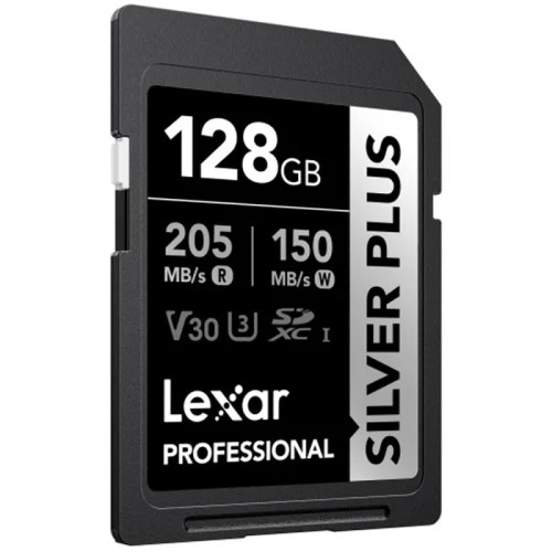 LEXAR 128GB PROFESSIONAL SILVER PLUS SDXC UHS-I CARDS,  UP TO 205MB/S READ 150MB/S WRITE C10 V30 U3 (Espera 4 dias)