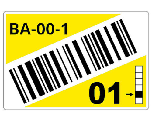 BROTHER Caja de 1 rollo de etiquetas precortadas para estanterias y estanterias paletizadas de 55 x 85 mm. Amarillo, para codigos de barras - 340 etiquetas/roll