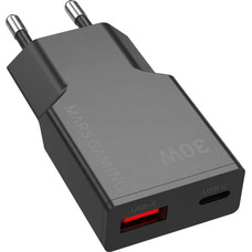 CARGADOR USB PARED USB-C + USB-A GaN 30W NEGRO MARS GAMING (Espera 4 dias)-SX3 CARGADOR USB PARED USB-C + USB-A GaN 30W NEGRO MARS GAMING (Espera 4 dias)