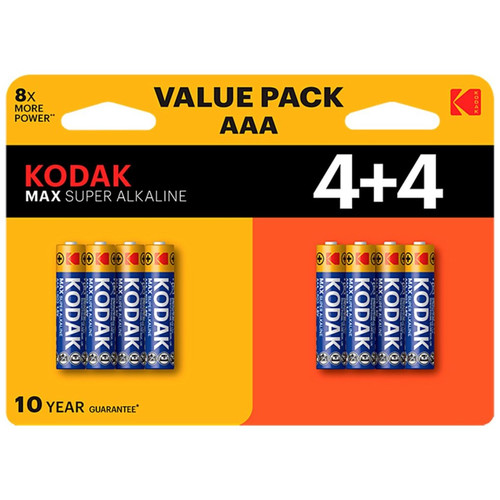 PILAS AAA KODAK MAX ALCALINA LR3 PACK 8 (4+4) UNIDADES-SX4 PILAS AAA KODAK MAX ALCALINA LR3 PACK 8 (4+4) UNIDADES