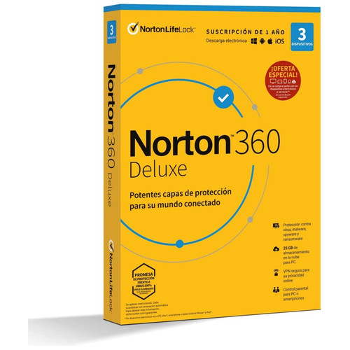 SOFTWARE ANTIVIRUS NORTON 360 DELUXE 25GB 1 USUARIO 3-SX3 SOFTWARE ANTIVIRUS NORTON 360 DELUXE 25GB 1 USUARIO 3