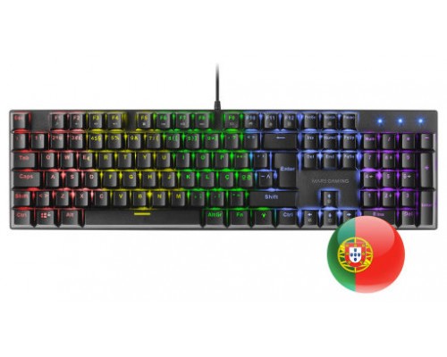 Mars Gaming MK422 Negro Teclado Gaming RGB Switch Mecánico Azul Idioma Portugués (Espera 4 dias)