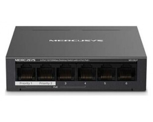 SWITCH POE+ NO GESTIONABLE MERCUSYS MS106LP 6P 10/100