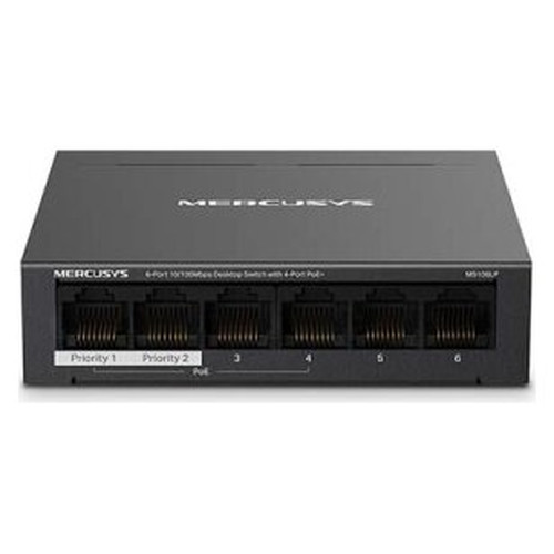 SWITCH NO GESTIONABLE MERCUSYS MS106LP 6P 2x10/100-SX5 SWITCH NO GESTIONABLE MERCUSYS MS106LP 6P 2x10/100