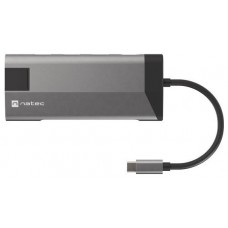 ADAPTADOR NATEC FOWLER PLUS USB-C->3XUSB 3.0,HDMI 4K,USB-C PD,RJ45,SD,MSD