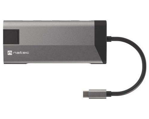 ADAPTADOR NATEC FOWLER PLUS USB-C->3XUSB 3.0,HDMI 4K,USB-C PD,RJ45,SD,MSD