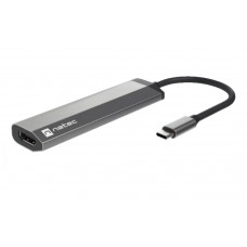 ADAPTADOR NATEC FOWLER SLIM USB-C 2XUSB 3.0,HDMI 4K,USB-C PD