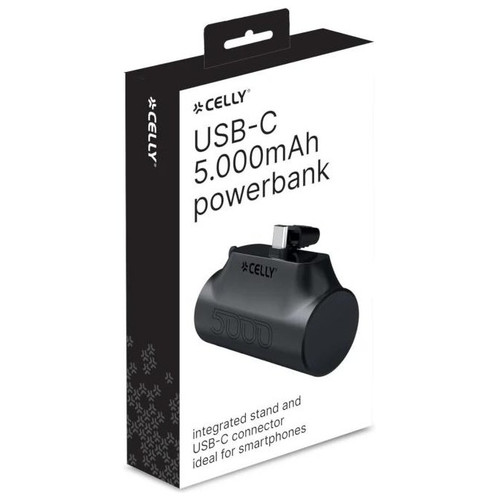 Celly Powerbank Compacta Usb-C 5000 mAh Negra-SX3 Celly Powerbank Compacta Usb-C 5000 mAh Negra