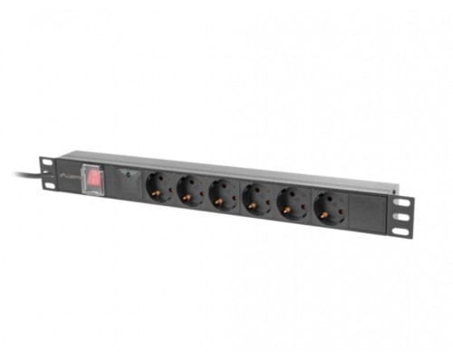REGLETA LANBERG 1U 16A RACK 19 6X SOCKET SCHUKO NEGRO 2M