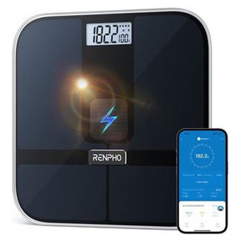 RENPHO ELIS SOLAR 2 - SMART BODY SCALE - ITO - BLE - 11X11X0.9 INCH - BLACK (Espera 4 dias)-SX8 RENPHO ELIS SOLAR 2 - SMART BODY SCALE - ITO - BLE - 11X11X0.9 INCH - BLACK (Espera 4 dias)