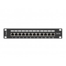 PATCH PANEL LANBERG 12 PUERTOS 1U 10" CAT.5E BLINDADO NEGRO