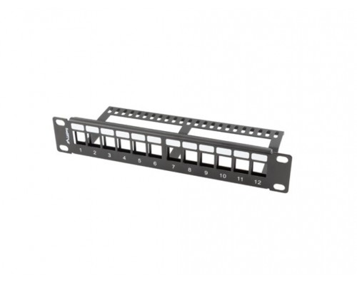 PATCH PANEL LANBERG 12 PUERTOS 1U RACK 19-ORGANIZADOR MODULOS KEYSTONE NEGRO