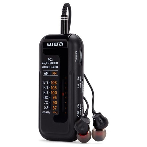 RADIO ANALOGICA MINI AIWA R-22BK AM/FM HYPERBASS COLOR-SX5 RADIO ANALOGICA MINI AIWA R-22BK AM/FM HYPERBASS COLOR