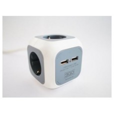 3Go REG4CUBEUSB - Regleta 4 tomas - 2 x USB 2.4A -