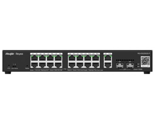 SWITCH RUIJIE RG-ES220GS-P 20 PUERTOS GIGABIT POE 16 POE2 2RJ45