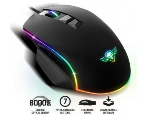 RATON GAMING SPIRIT OF GAMER PRO M1 RGB 8000DPI PROGRAMABLE (Espera 4 dias)