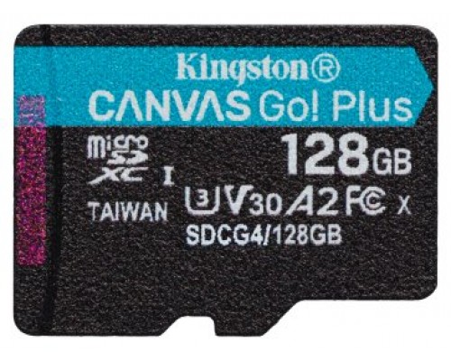 Kingston Technology 128GB microSDXC Canvas Go Plus Gen4 200R A2 U3 Paquete individual sin ADP (Espera 4 dias)